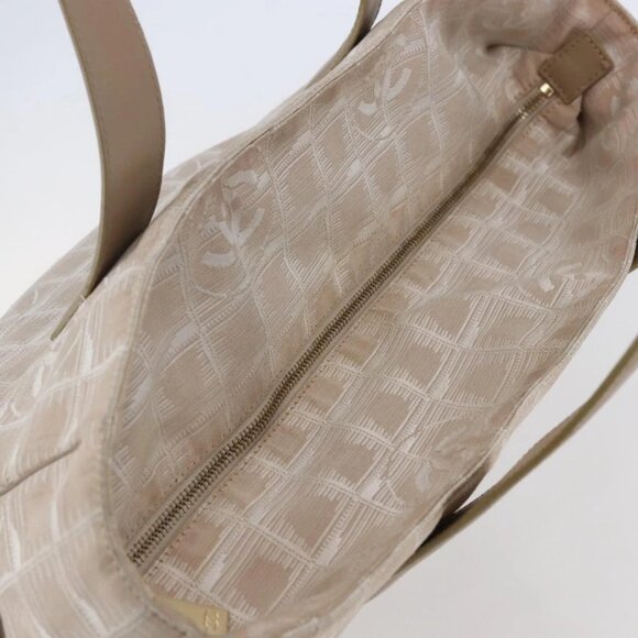CHANEL New Travel Line Tote Bag Nylon Beige Gold CC - Picture 11 of 16